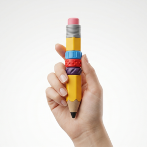 Kolorowy modułowy długopis antystresowy Wiercipis, gadżet sensoryczny fidget wspierający koncentrację przy ADHD.